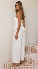 Javana Asymmetrical Top and Pants Set - White