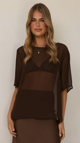 Davette Mesh T-Shirt - Chocolate