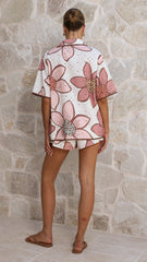 Eloise Eyelet Top - Botanic Pink Print