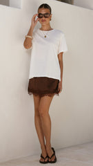 Elizabella Lace Mini Skirt - Chocolate