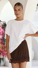 Davonne Lace Mini Skirt - Chocolate