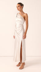 Halle One Shoulder Maxi Dress - Champagne