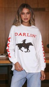 Darlin Long Sleeve T-Shirt - White