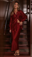 Hallie Sheer Shirt - Red