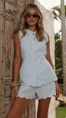Finlay Button Up Top - Blue