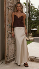Haizlee Linen Top - Chocolate