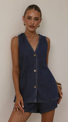 Hayley Vest and Shorts Set - Dark Denim