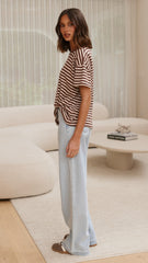Clara Tee - Brown/Beige Stripe