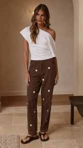 Cleora Barrel Jeans - Chocolate Polka