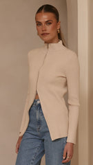 Cleo Long Sleeve Top - Beige