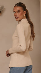 Cleo Long Sleeve Top - Beige