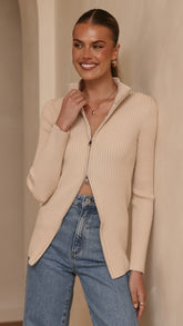 Cleo Long Sleeve Top - Beige