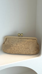 Clip Top Elongated Clutch - Natural