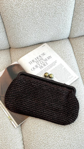 Clip Top Elongated Clutch - Chocolate
