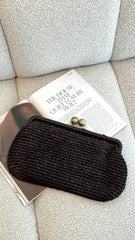 Clip Top Elongated Clutch - Chocolate