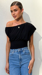 Debby Off Shoulder Top - Black