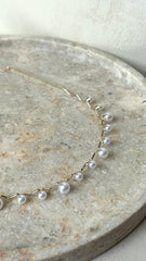 Isla Dainty Pearl Statement Headband - White