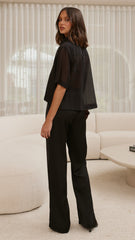 Deanna Sheer Button Up Shirt - Black
