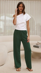Isaiah Racer Stripe Pleated Trackpants - Green/Beige