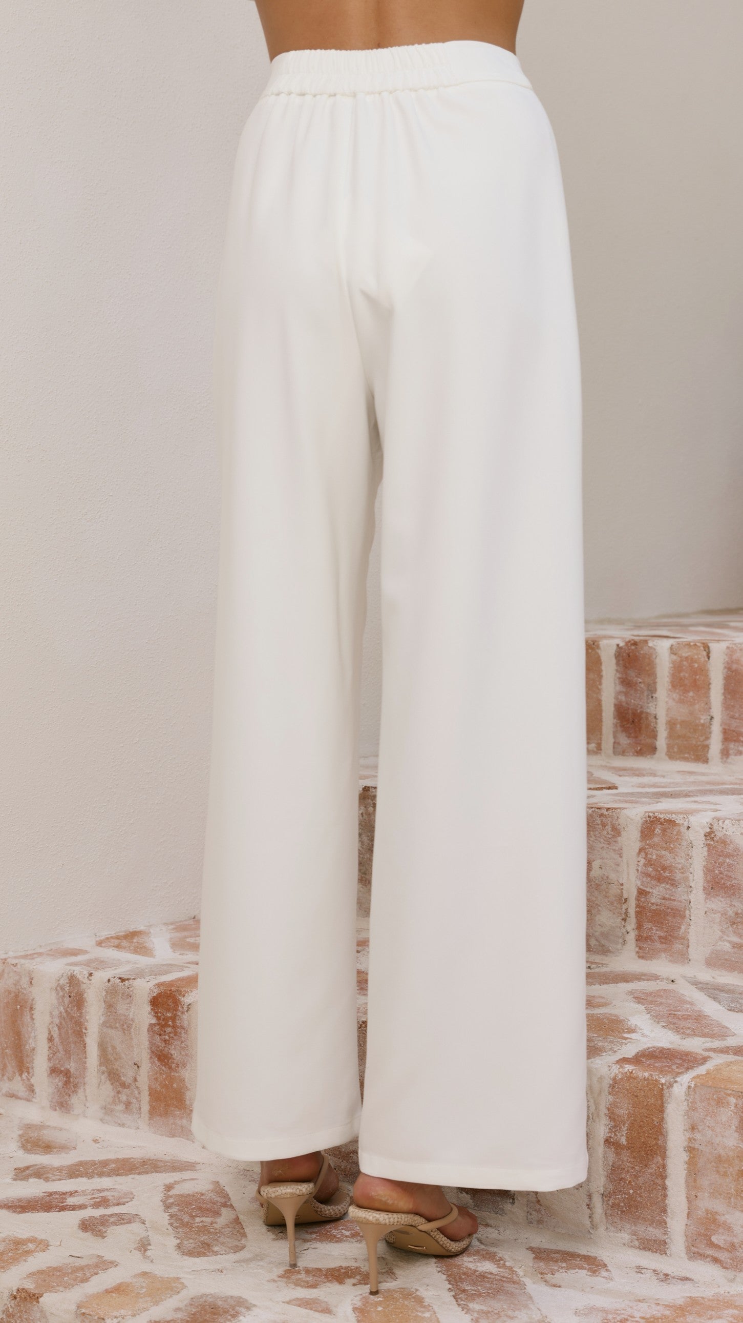 Javana Asymmetrical Top and Pants Set - White