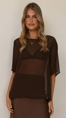 Davette Mesh T-Shirt - Chocolate