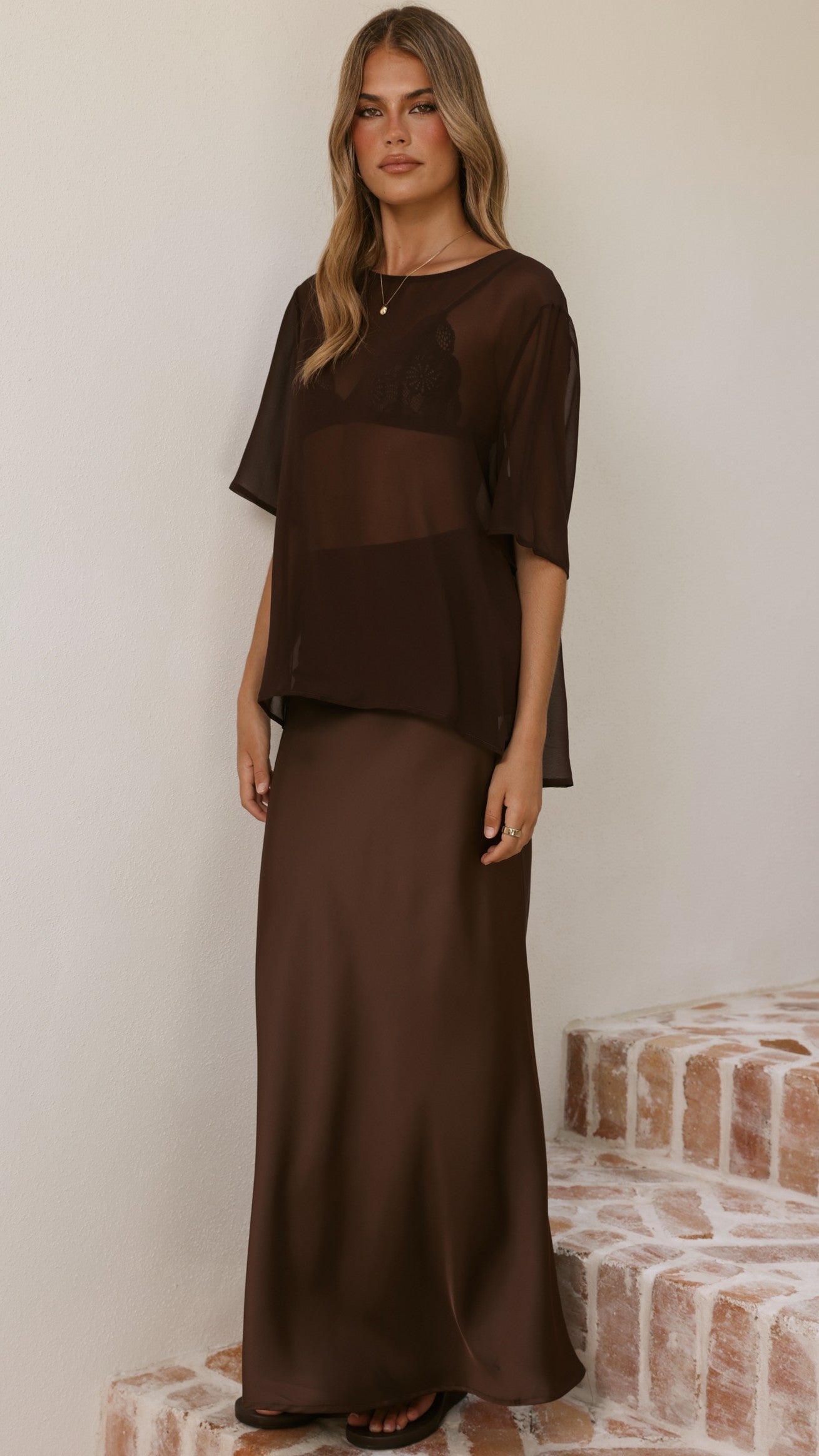 Davette Mesh T-Shirt - Chocolate