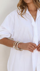 Farah Wave Bangle 3 Pack - Cream Marble