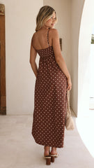 Elie Maxi Dress - Chocolate/Cream Polka Dot