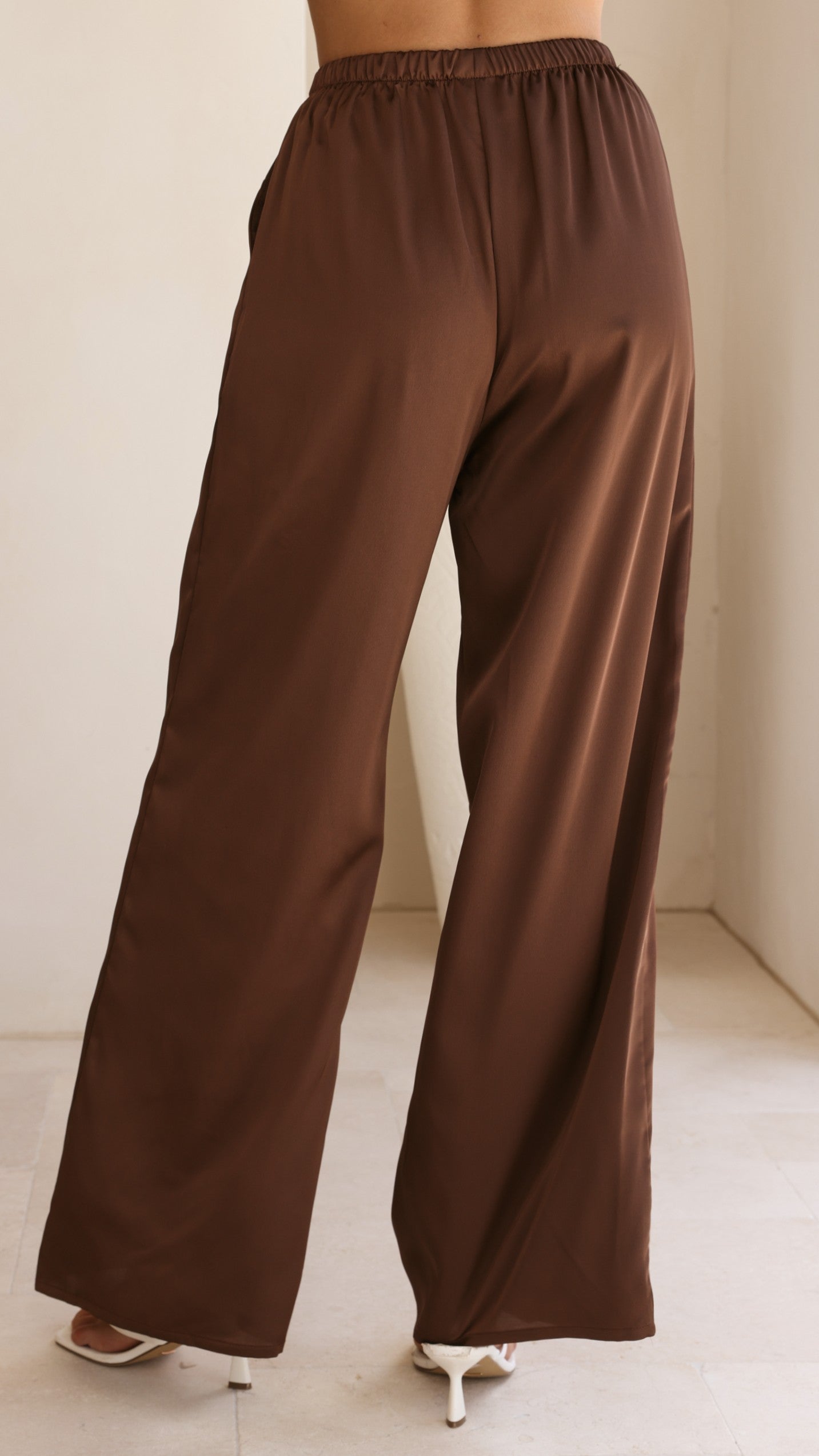 Hayleigh Asymmetrical Top and Pants Set - Chocolate/Lace