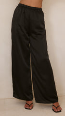 Hayleigh Asymmetrical Top and Pants Set - Black/Lace