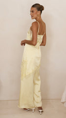 Hayleigh Asymmetrical Top and Pants Set - Yellow/Lace