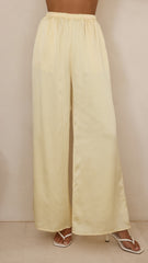 Hayleigh Asymmetrical Top and Pants Set - Yellow/Lace