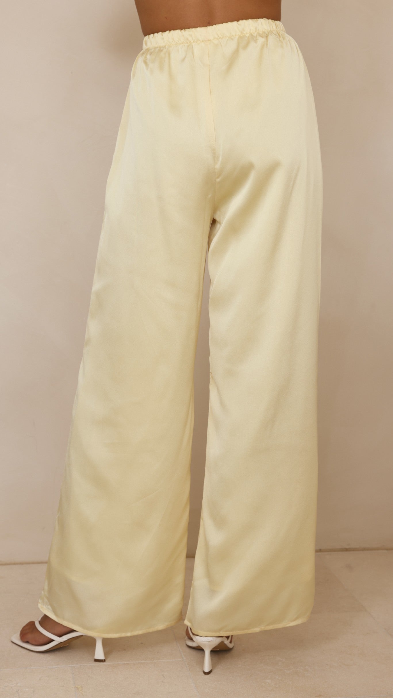 Hayleigh Asymmetrical Top and Pants Set - Yellow/Lace