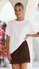 Davonne Lace Mini Skirt - Chocolate
