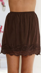 Davonne Lace Mini Skirt - Chocolate