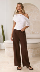 Isaiah Racer Stripe Pleated Trackpants - Chocolate/Lace