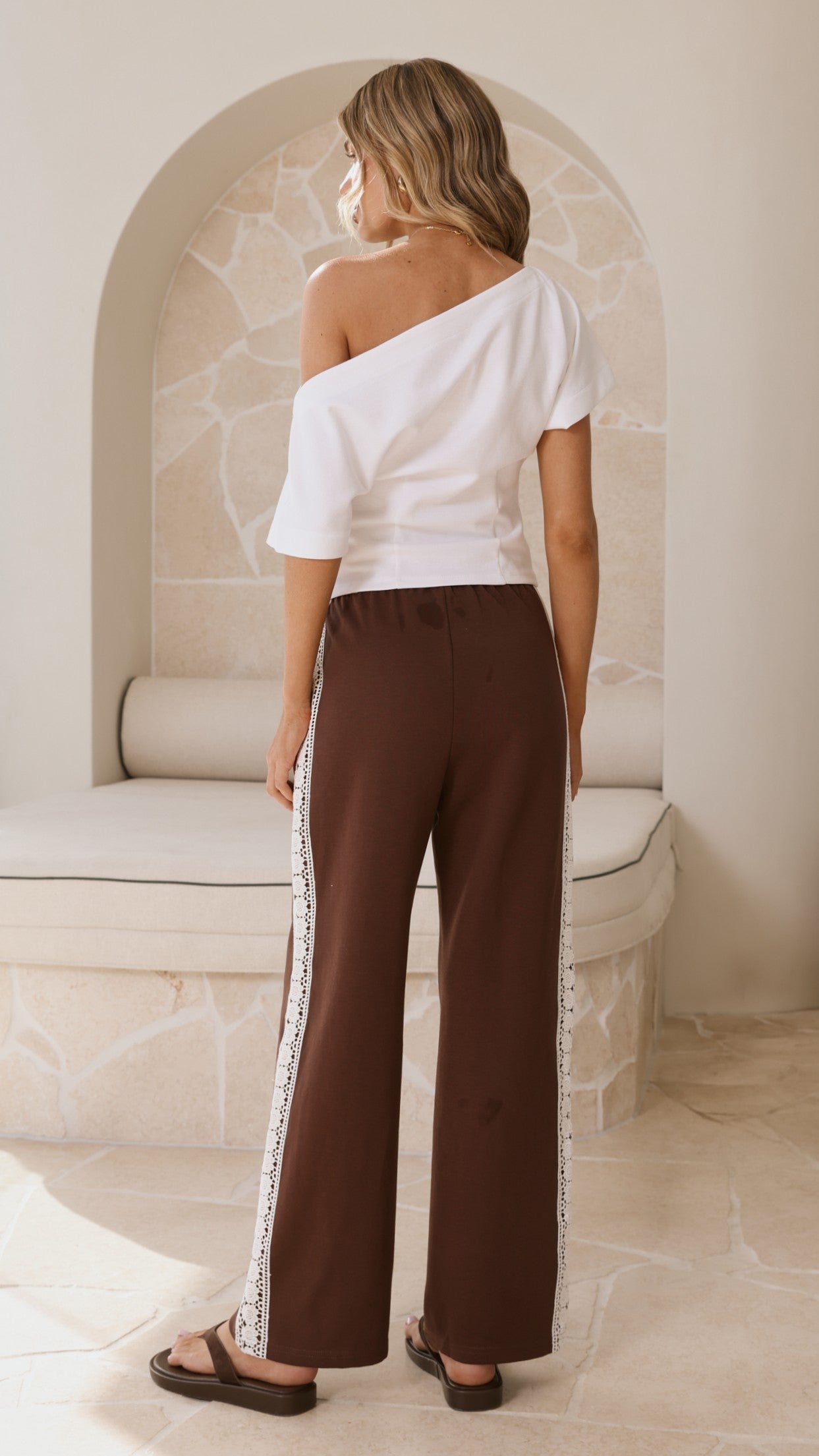 Isaiah Racer Stripe Pleated Trackpants - Chocolate/Lace