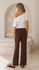 Isaiah Racer Stripe Pleated Trackpants - Chocolate/Lace
