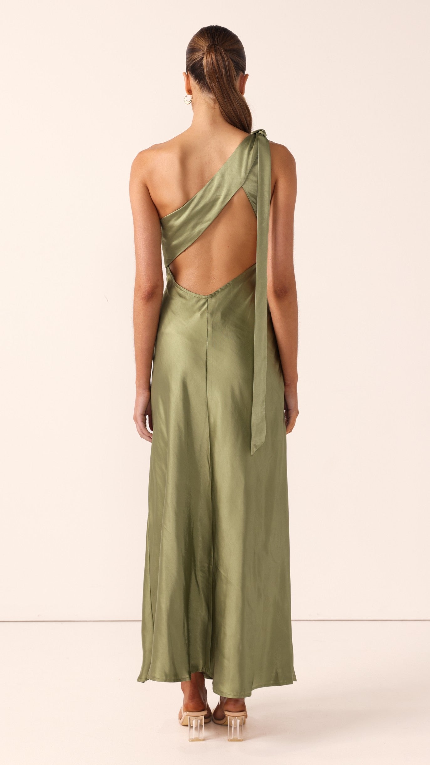 Halle One Shoulder Maxi Dress - Olive