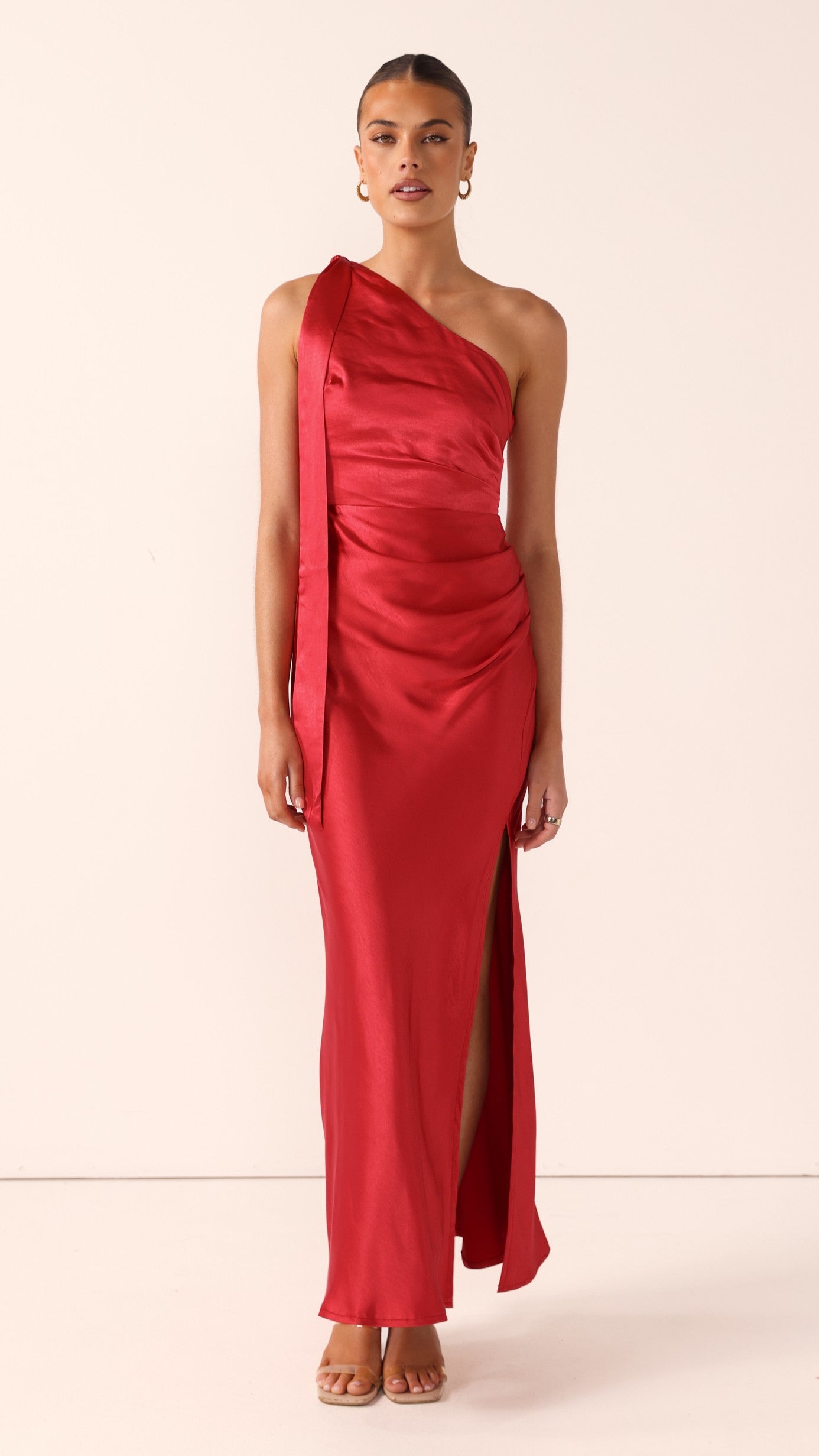 Halle One Shoulder Maxi Dress - Red