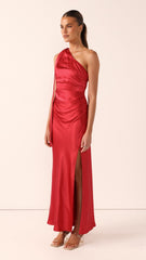 Halle One Shoulder Maxi Dress - Red
