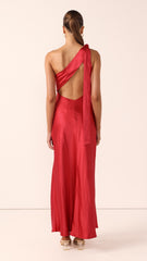 Halle One Shoulder Maxi Dress - Red