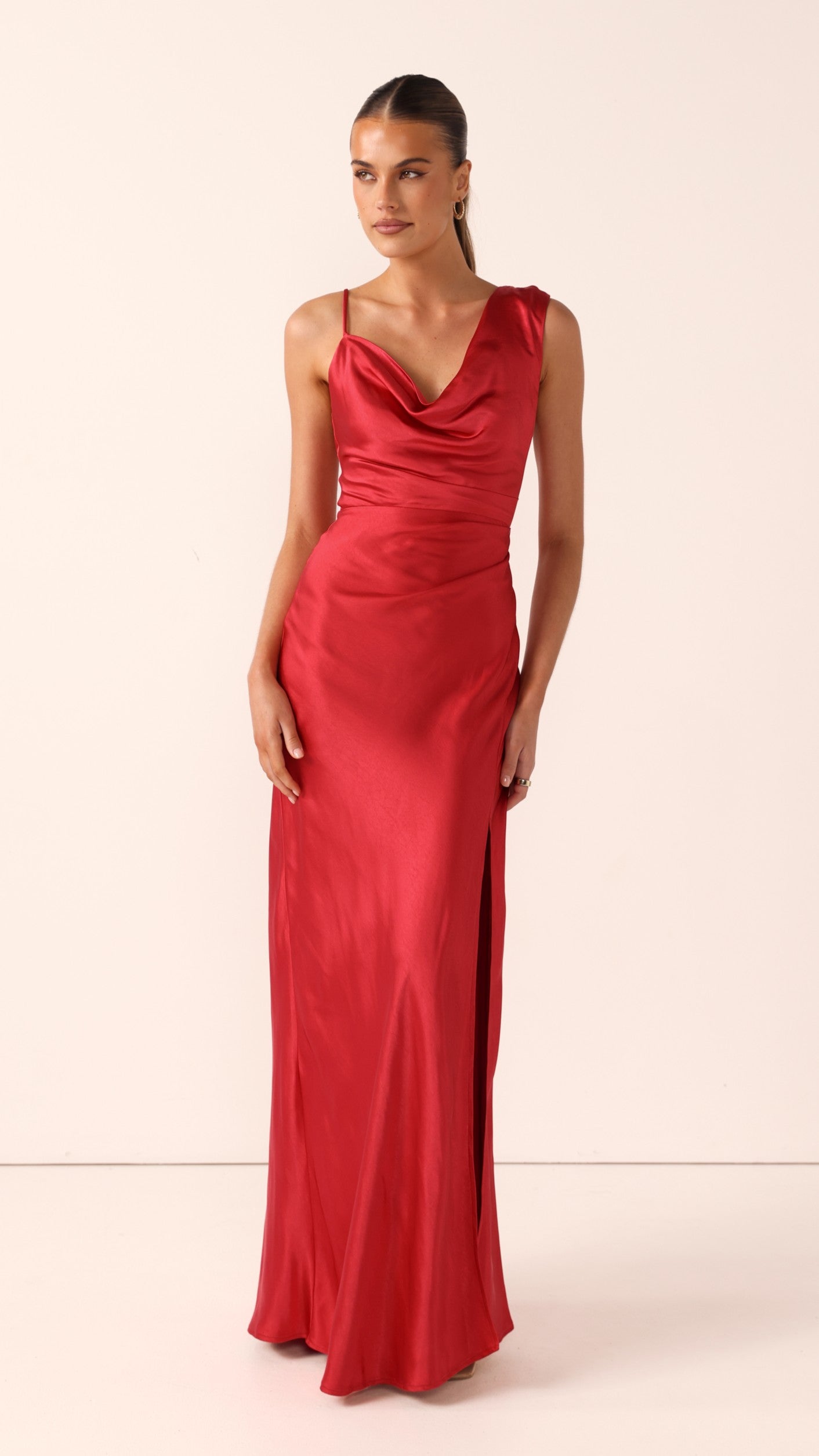 Iris Asymmetrical Maxi Dress - Red