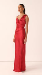 Iris Asymmetrical Maxi Dress - Red