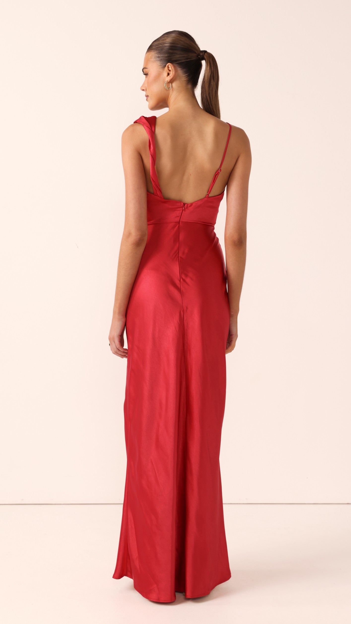 Iris Asymmetrical Maxi Dress - Red