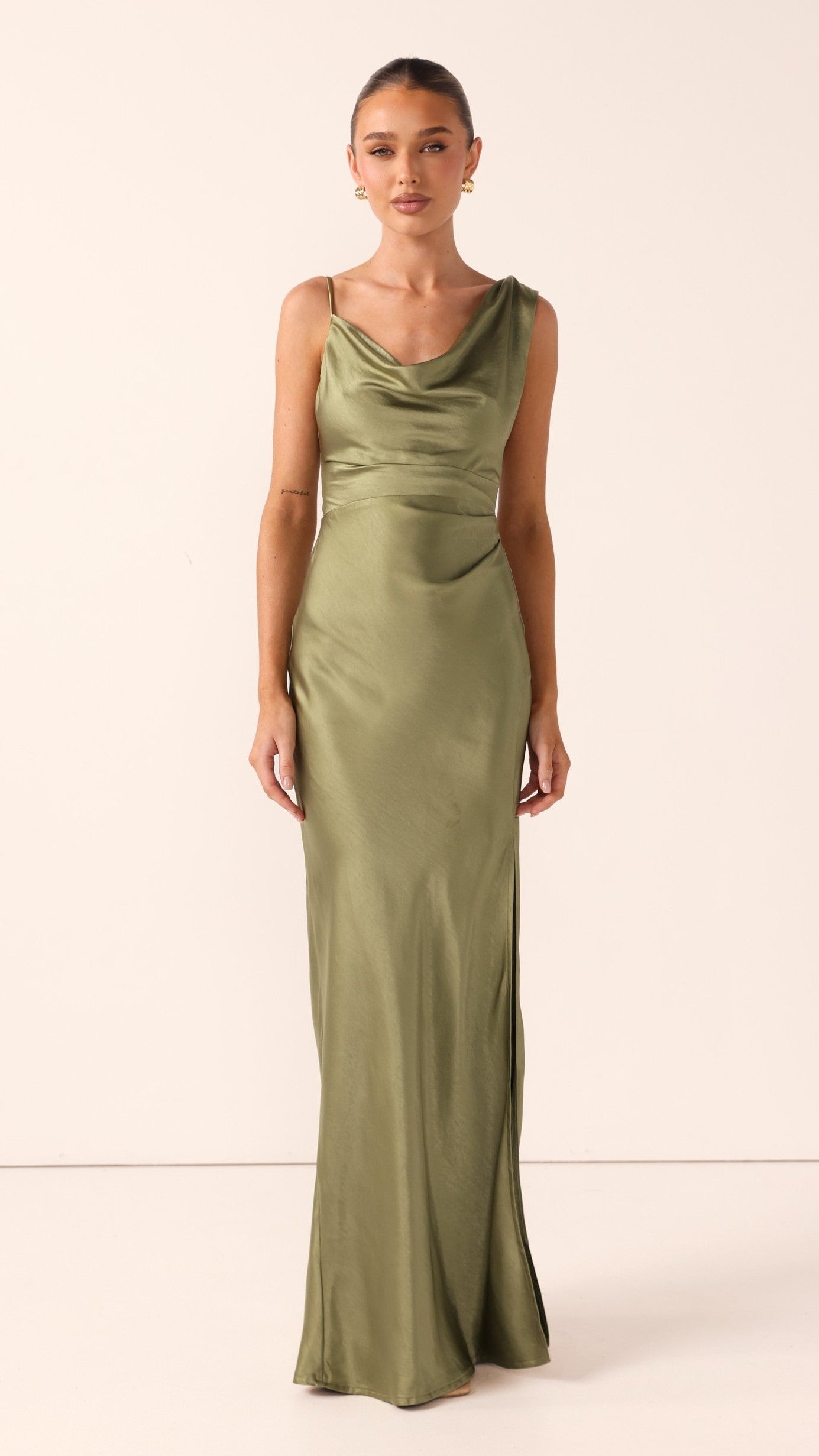 Iris Asymmetrical Maxi Dress - Olive