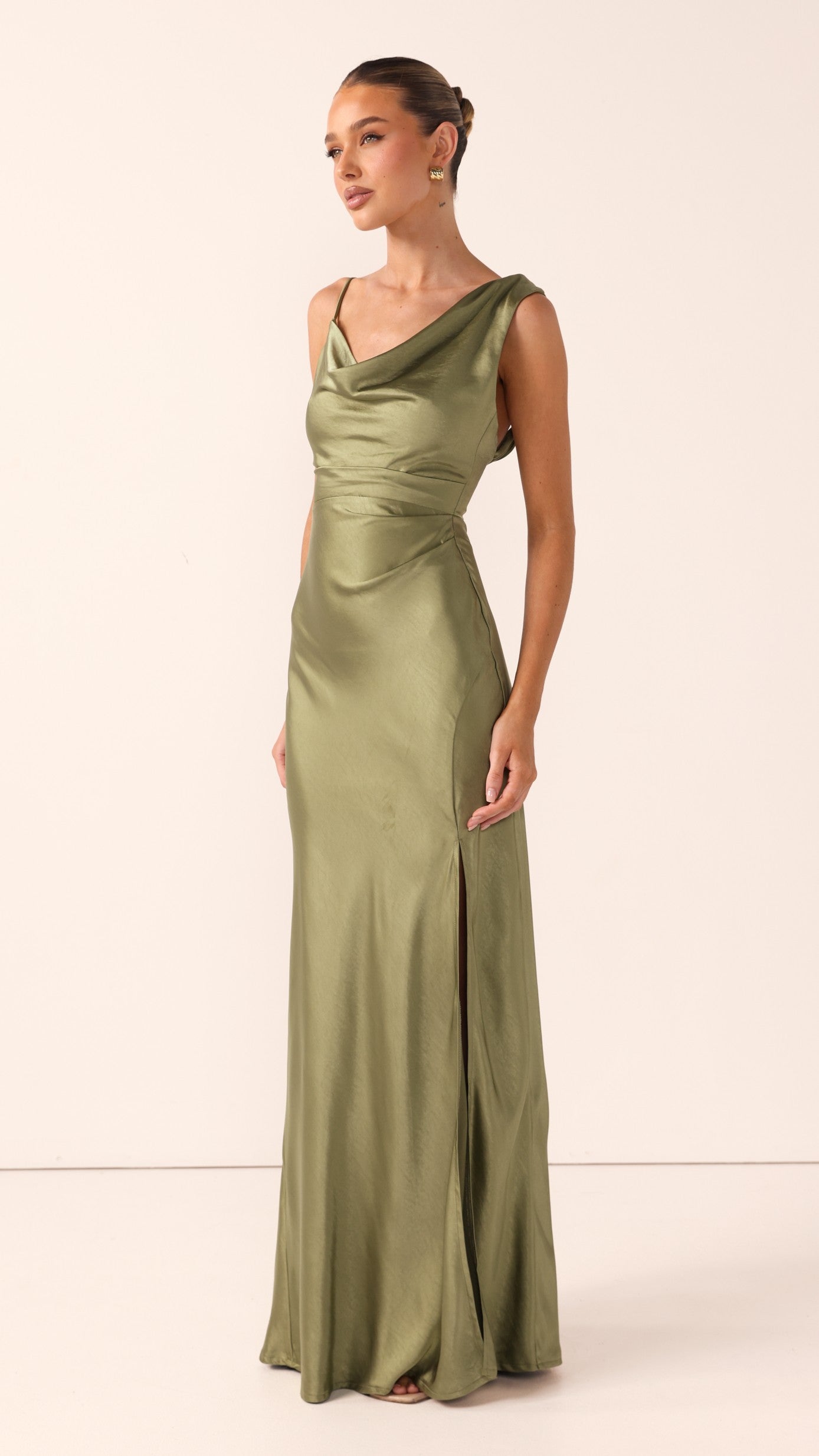 Iris Asymmetrical Maxi Dress - Olive