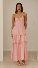 Florence Strapless Maxi Dress - Pink