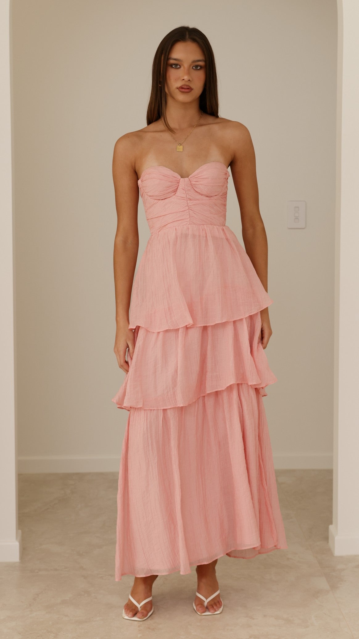 Florence Strapless Maxi Dress - Pink