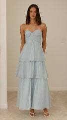 Florence Strapless Maxi Dress - Blue
